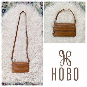 HP🎉{hobo} crossbody moto zip bag purse cognac tan